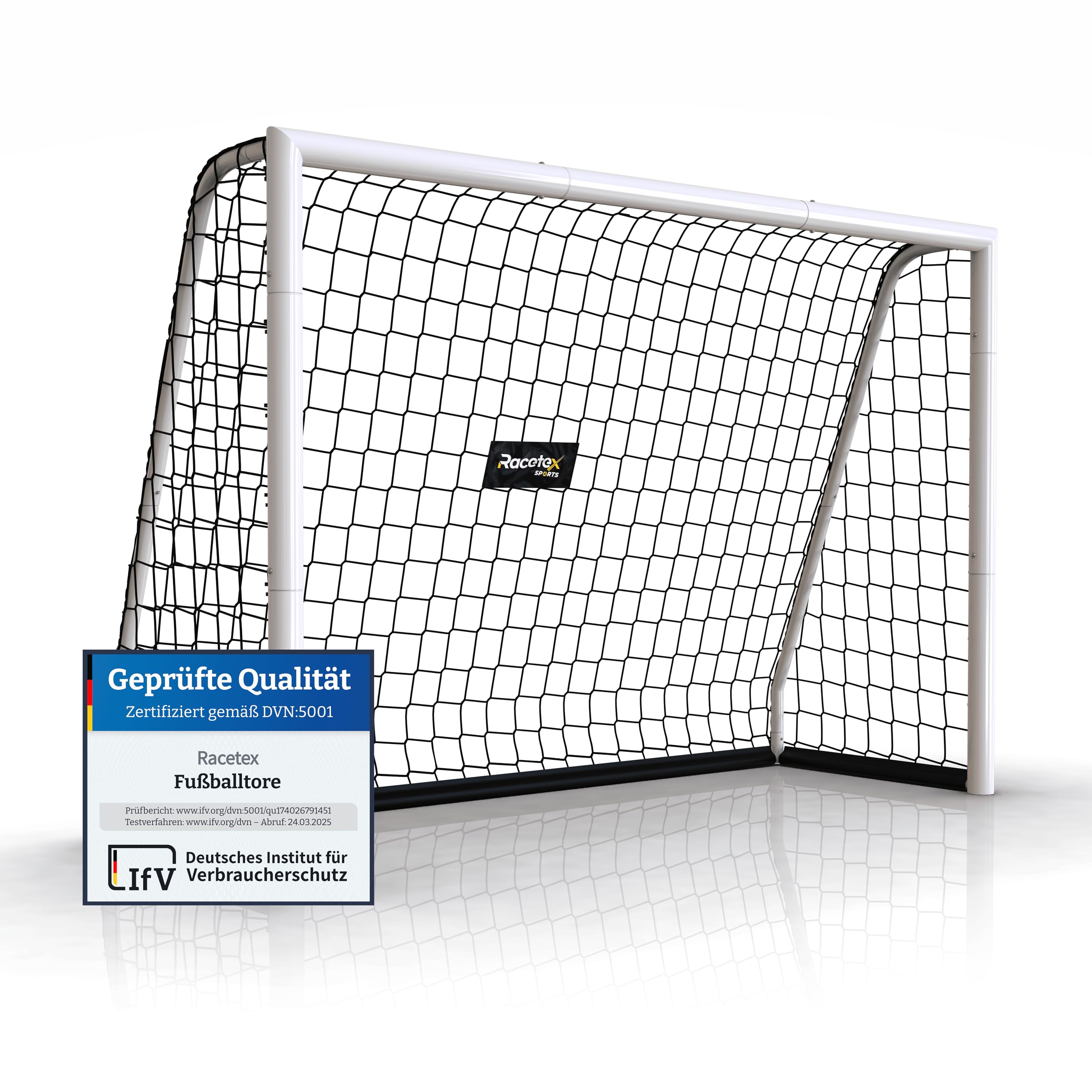 Racetex Fussballtore für Garten Kinder und Erwachsene [ENORM ROBUST] - Fußballtor Kinder mit Stabiler Stahlrahmen Front - Fußballtore inkl. Edelstahl Erdanker - Das Tor für den Garten (240x160 (cm))