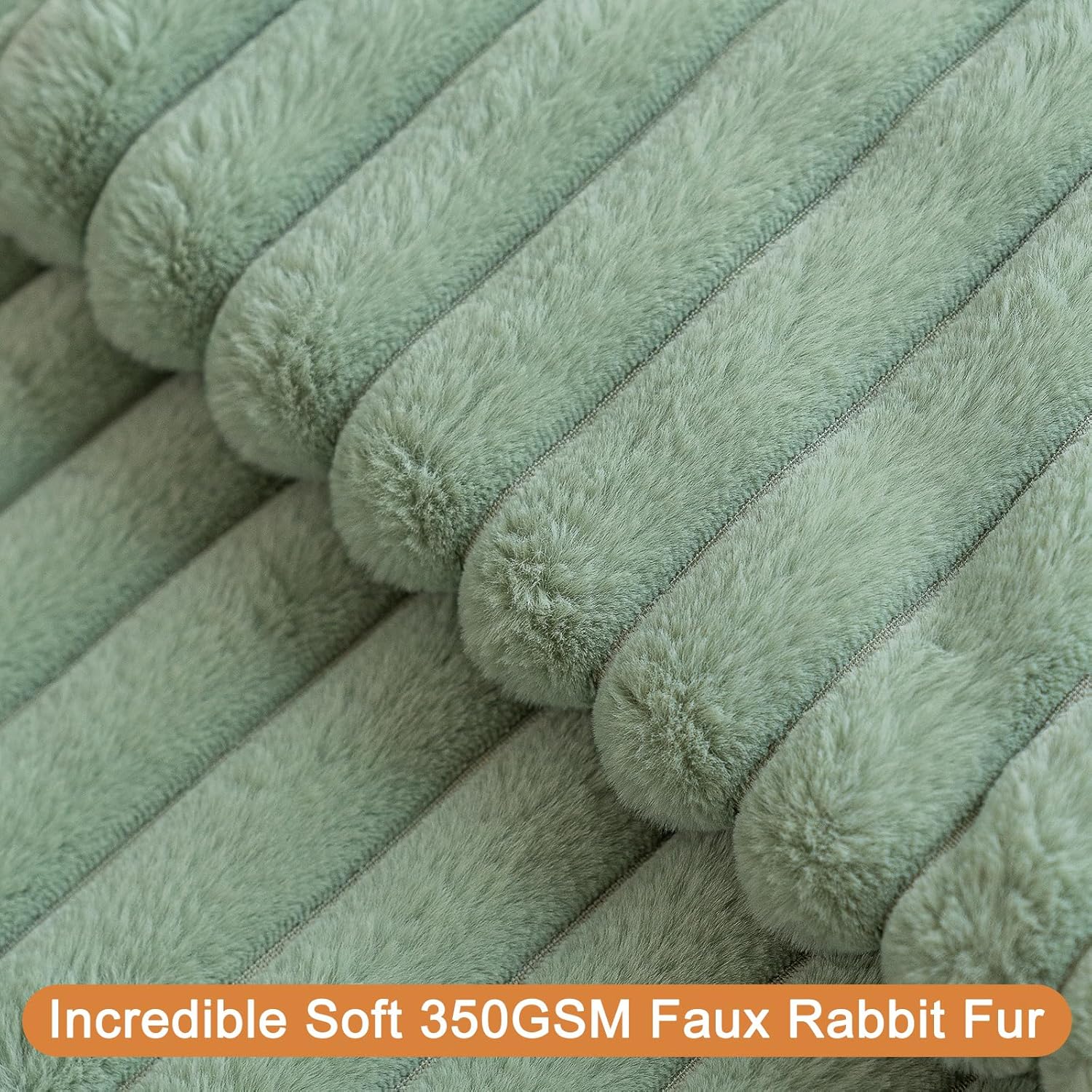 Double-Sided Faux Fur Plush Throw Pillow Covers 22x22 Set of 2 Fuzzy Striped Soft Cozy Pillowcase Luxury Decorative Pillows Square Fluffy Cushion Covers for Couch Sofa Bed,Sage Green