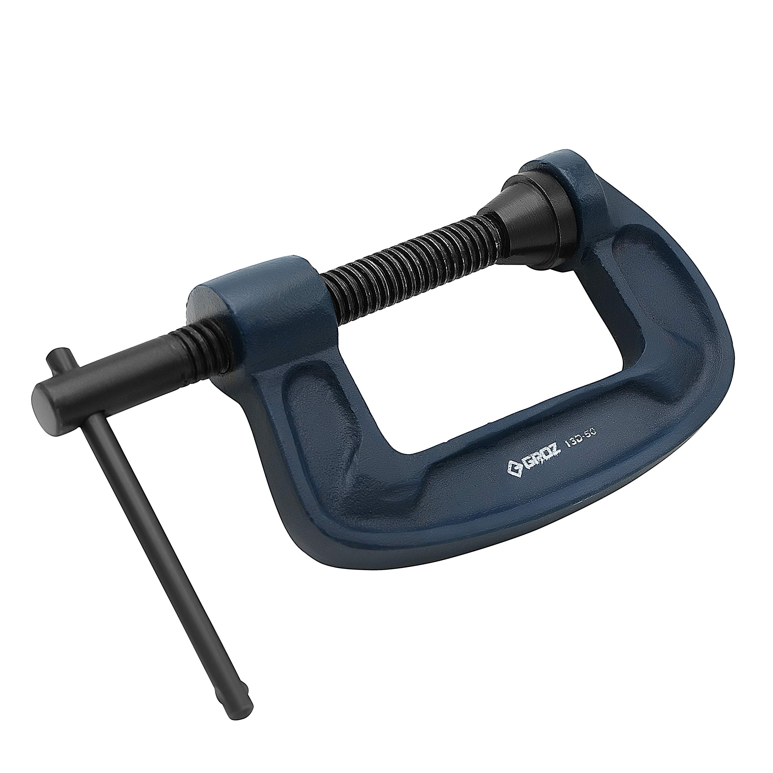 GROZ G Clamp with unbreakable body| Ideal for Variety of Metal and Woodworking Applications| Textured Powder Coated Finish| Capacity: 50 mm| Throat Depth:42 mm| Frame Proof Load:363 Kgs| GCL/13D/50