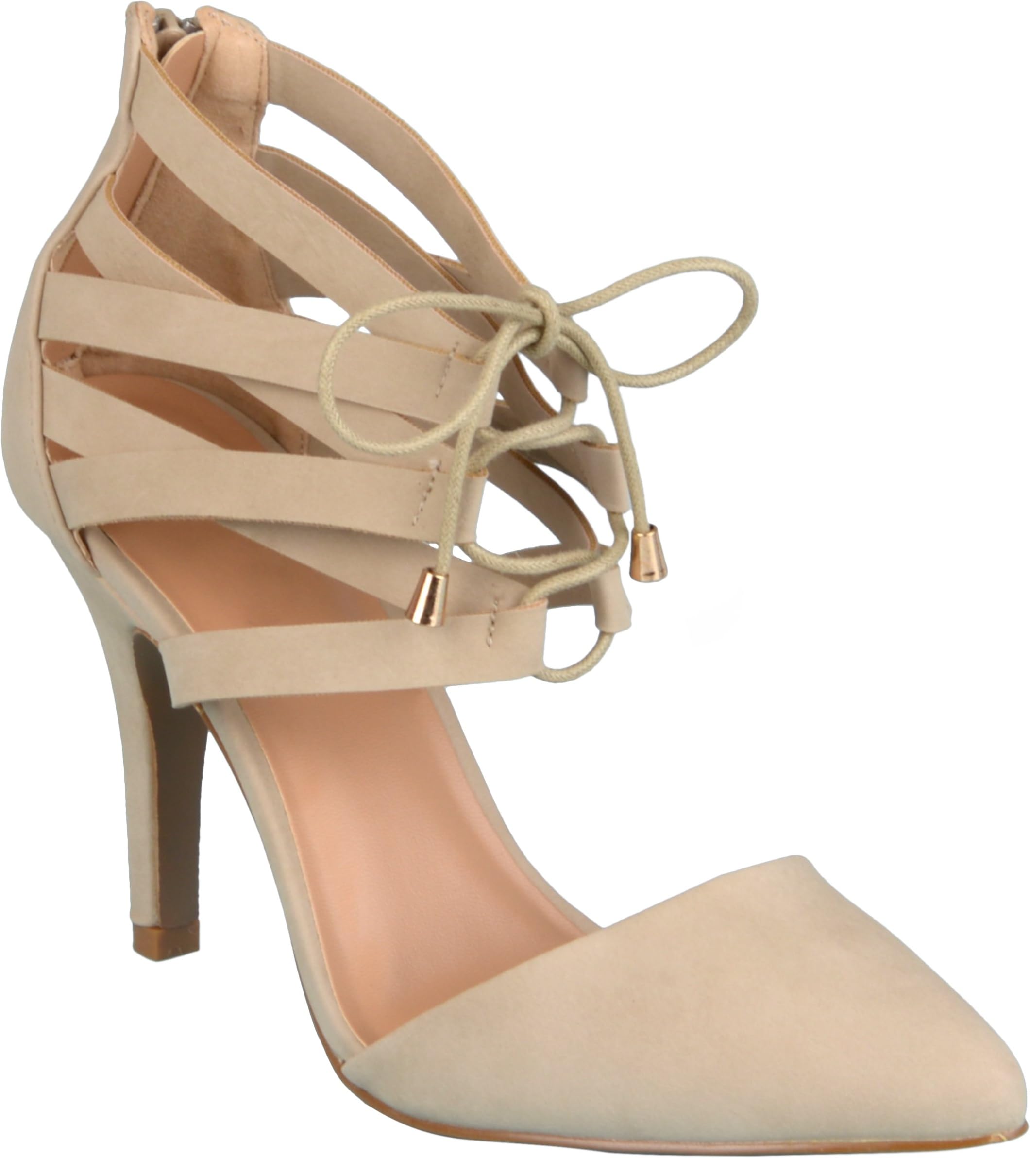 Brinley Co. Womens Strappy Lace-up Heels