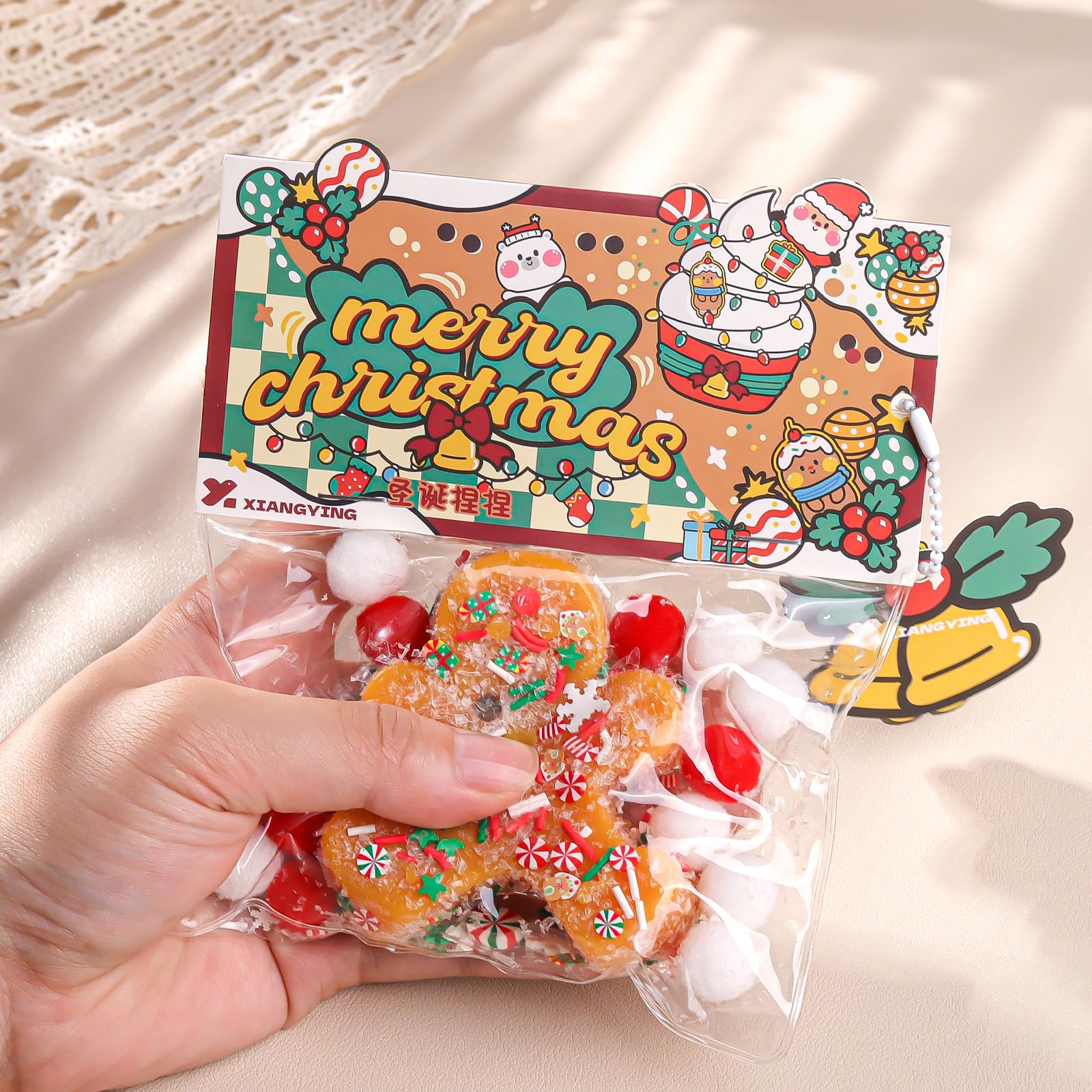 Anboor Christmas Gingerbread Man Squishies, Soft Stretchy Stress Relief Toy, Novelty Fidget Toys for Adults and Teens, Party Gifts (Gingerbread Man)