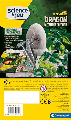 Miniatura 6 de Clementoni - Science & Play - Legendary Egg - Three-Headed Dragon - Breakable Egg & Dragon to Assemble - Hammer and Chisel Included - for Kids Ages