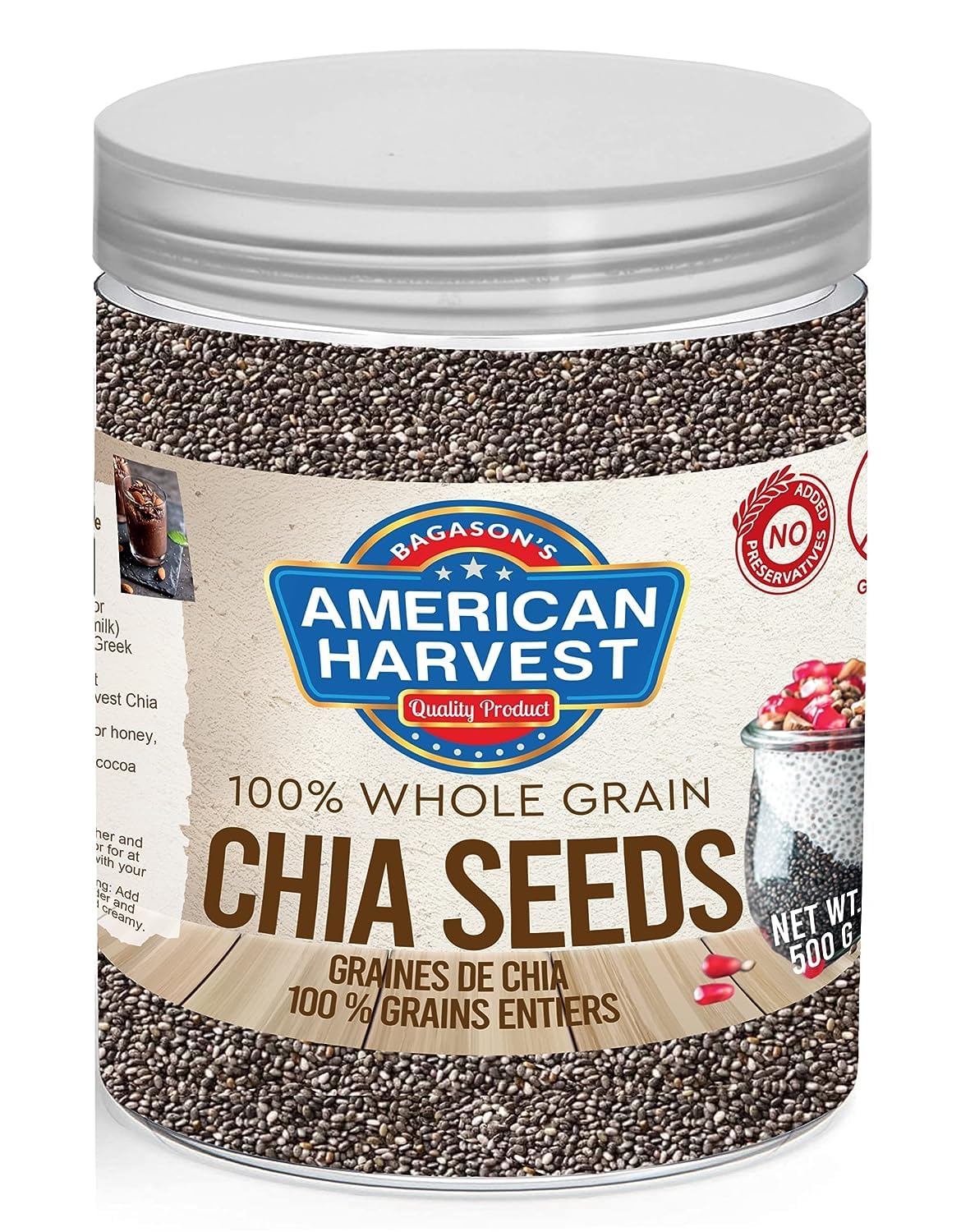 American Harvest Chia Seeds | Whole Grain | Gluten Free Superfood | 500g JarAmerican Harvest Chia Seeds | Whole Grain | Glu…