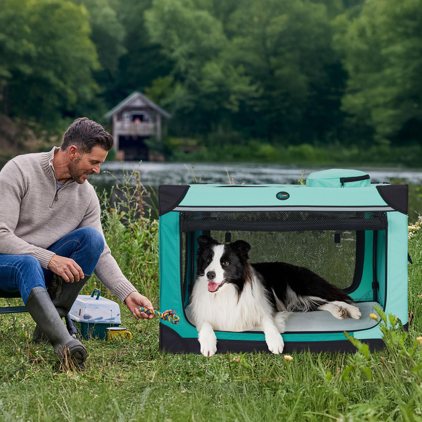 Snapklik.com : Ownpets Collapsible Dog Crate, 36 Inch Portable Travel ... - Portable Crate For Big Dogs Comfort Travel