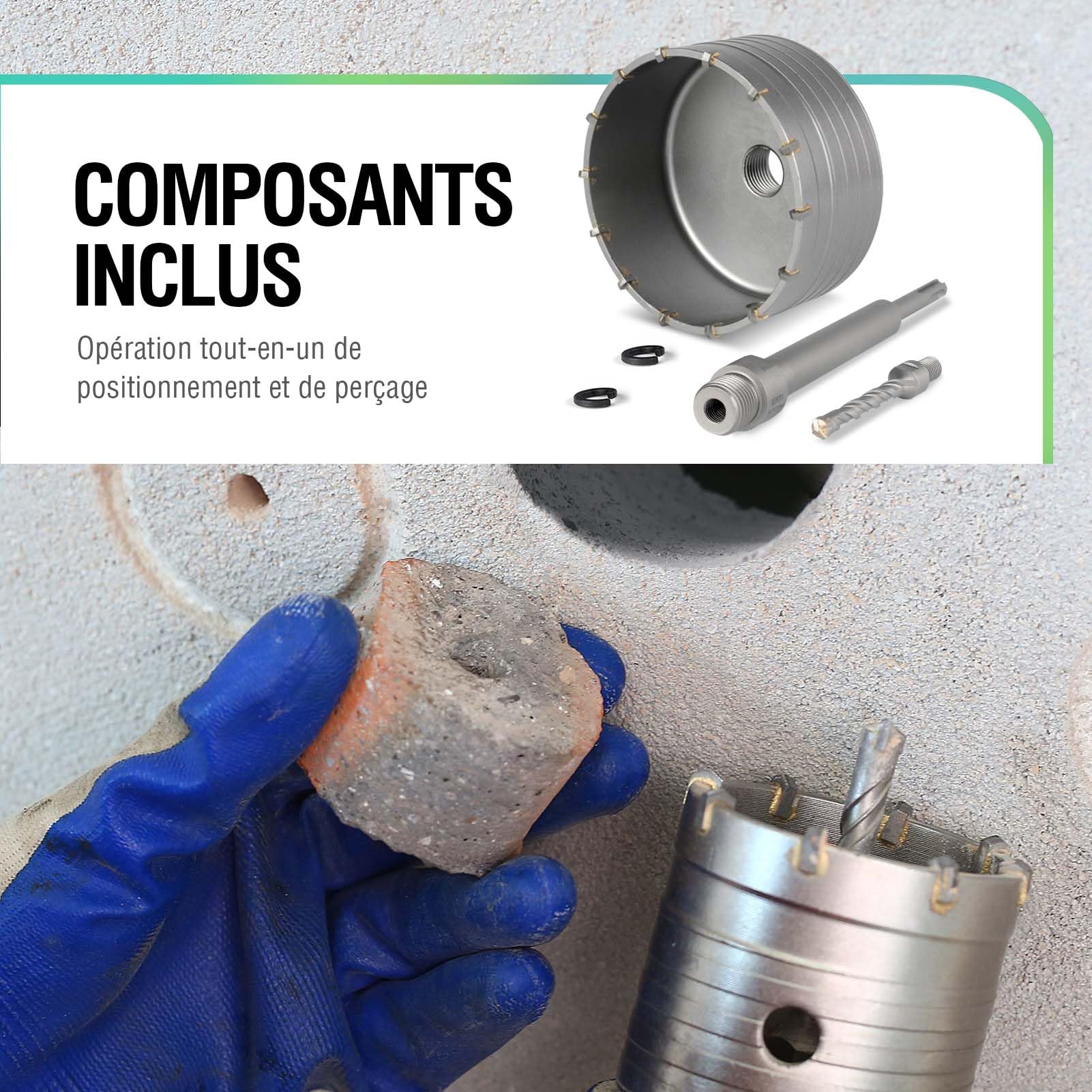 BINOTA 120 mm Scie Cloche à Béton Professionnelle – Trépan en Carbure de Tungstène, Queue SDS-Plus (220 mm) et Foret de Centrage Cruciforme pour Béton, Brique, Pierre, Maçonnerie