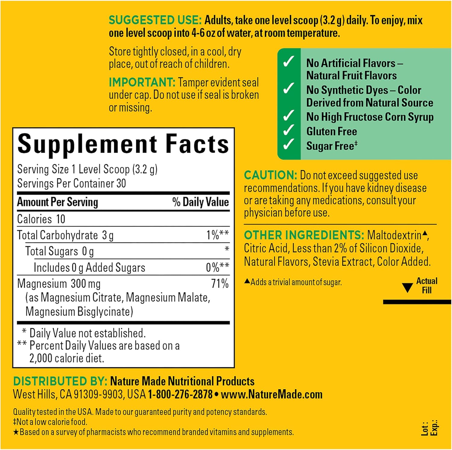 Nature Made High Absorption Magnesium Complex Drink Mix Powder, Magnesium Citrate, Glycinate & Malate 3-in-1 Blend, Pink Lemonade Flavor, 96 g, 30 Day Supply - Image 2