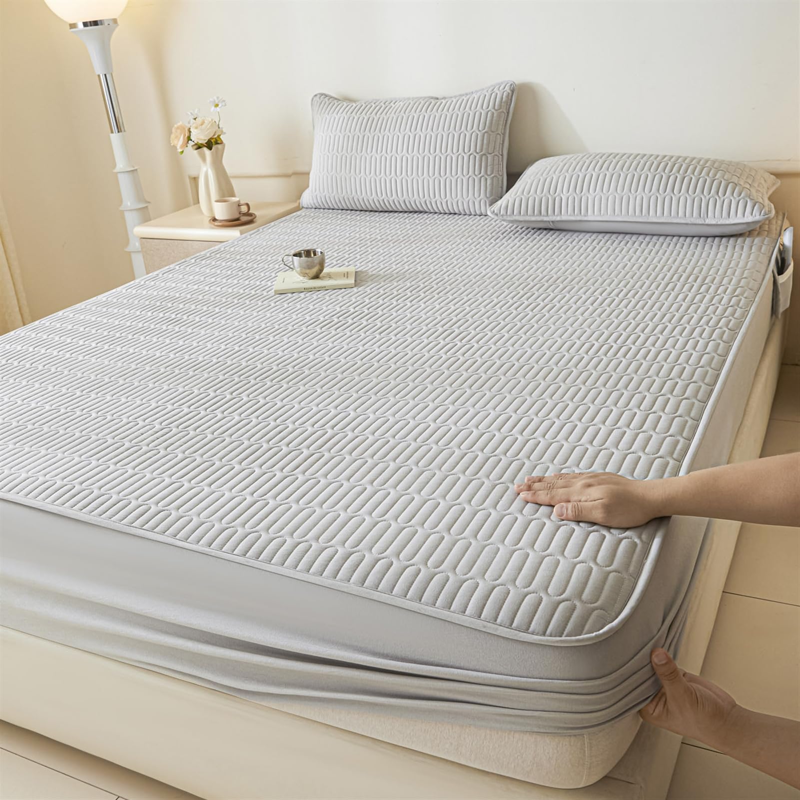 Drap housse 150 x 200 cm gris clair pour une chambre cocooning et sereine