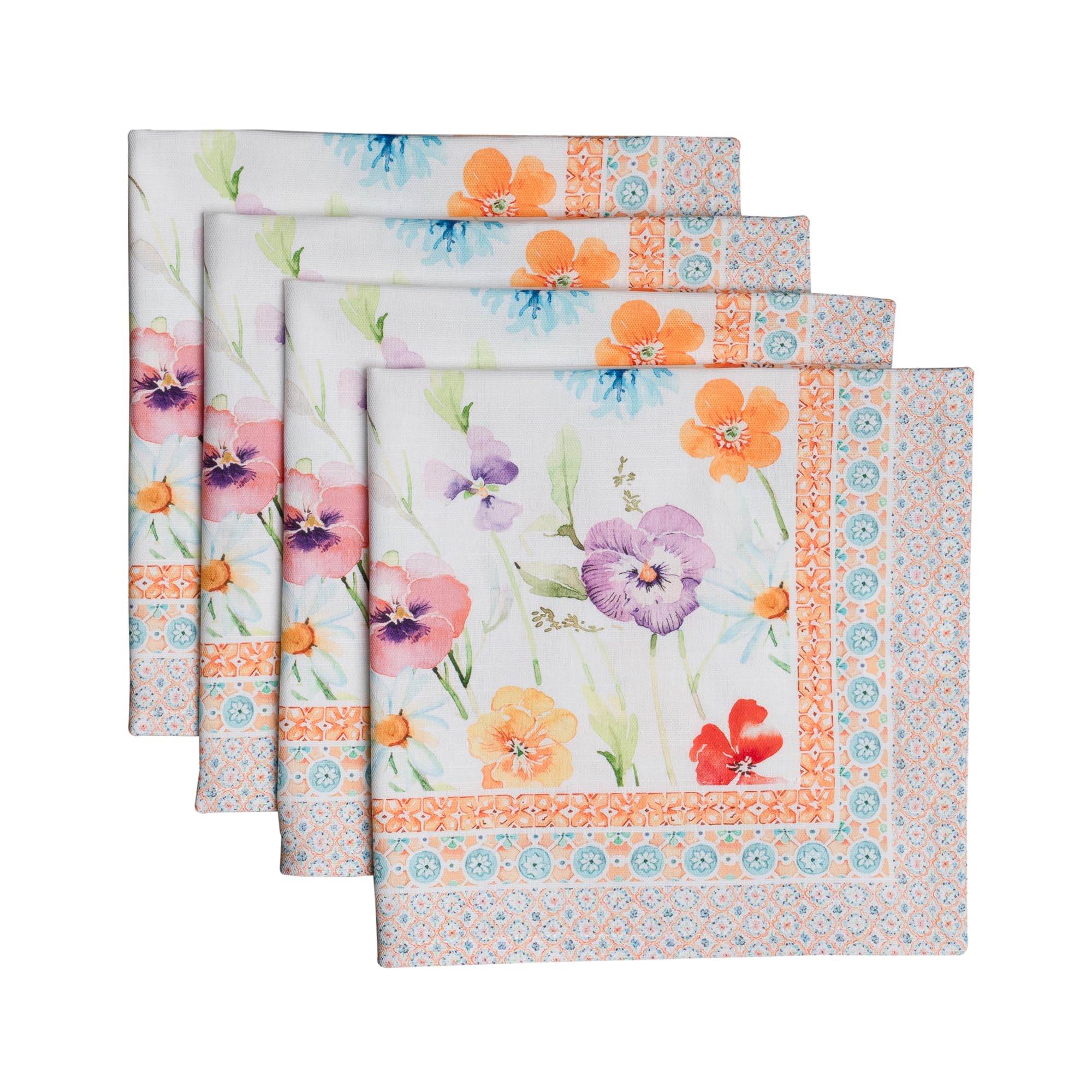 Maison d' Hermine Servilletas de cena 100% algodón (45 cm x 45 cm), juego de 4 servilletas decorativas de tela lavable, para comedor, fiestas de bufé y camping, susurro de verano, primavera/verano