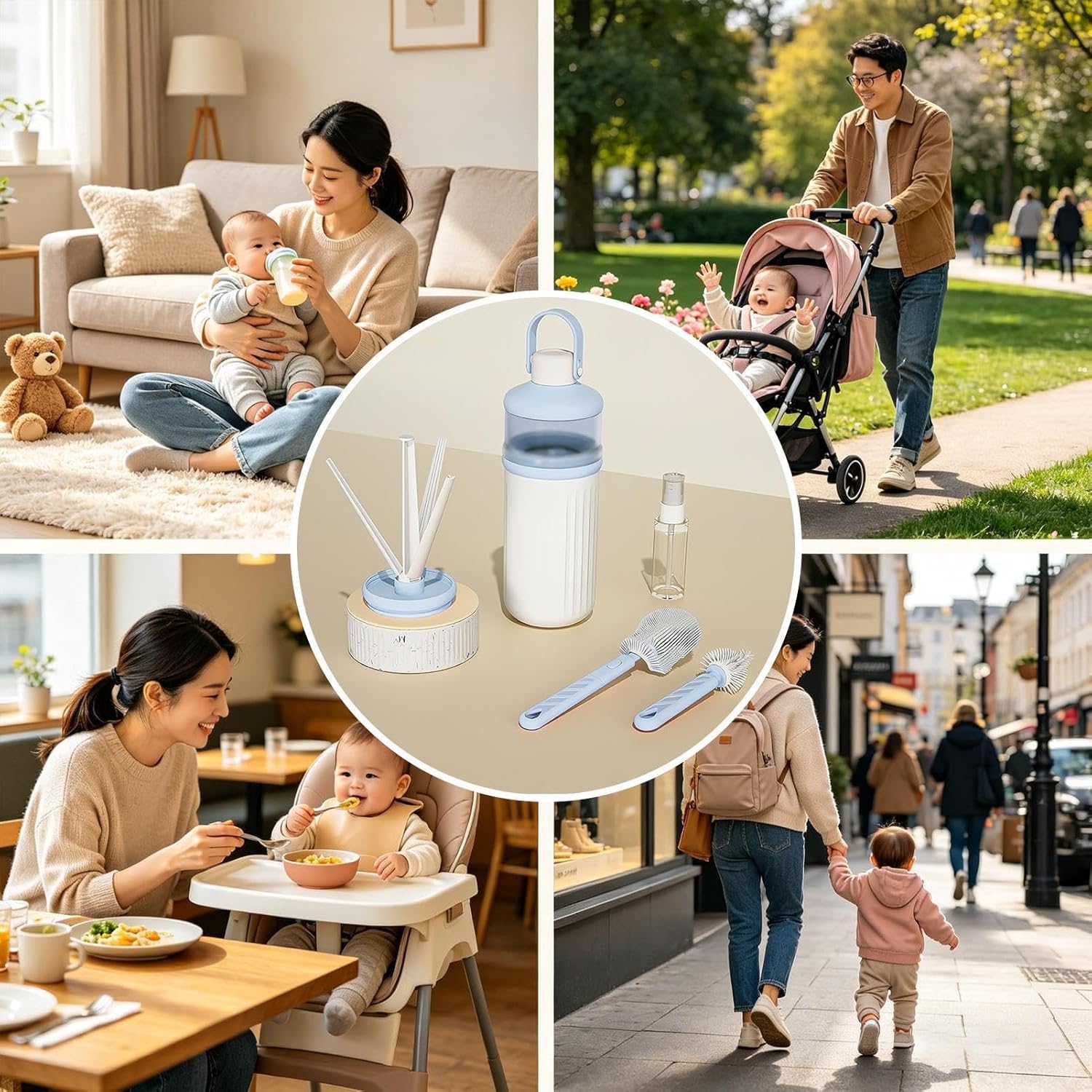 Nipple Brush, Quick Ventilation Function, 20.7x7.2cm, B-aby Bottle Cleaning Brush, Small Bottle Cleaner B-Rush, Ergonomic Easy Grip Handle, for Home, Kitchen, and Travel Hygiene Needs