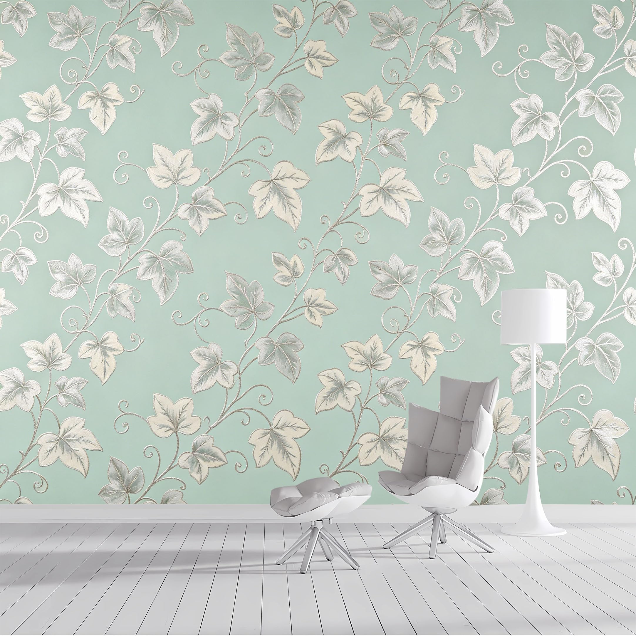 Custom Size Wall Mural Botanical Leaf Vine Pattern Watercolor SelfAdhesive Wall Fabric Removable Peel and Stick Wallpaper Wall Decor for Living Room Bedroom Bathroom