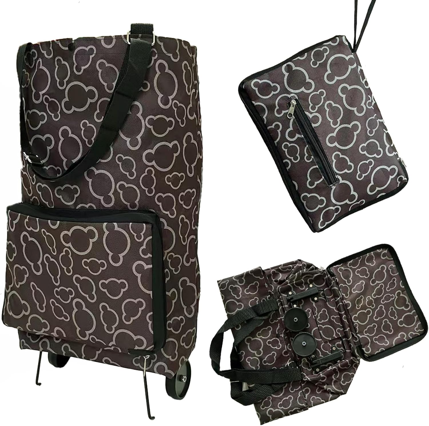 Carrello della spesa pieghevole Carrello del supermercato con ruote in gomma Borsa pieghevole Oxford Borsa pieghevole riutilizzabile di grande capacità Borsa ultraleggera Artefatto da viaggio in campeggio per la casa