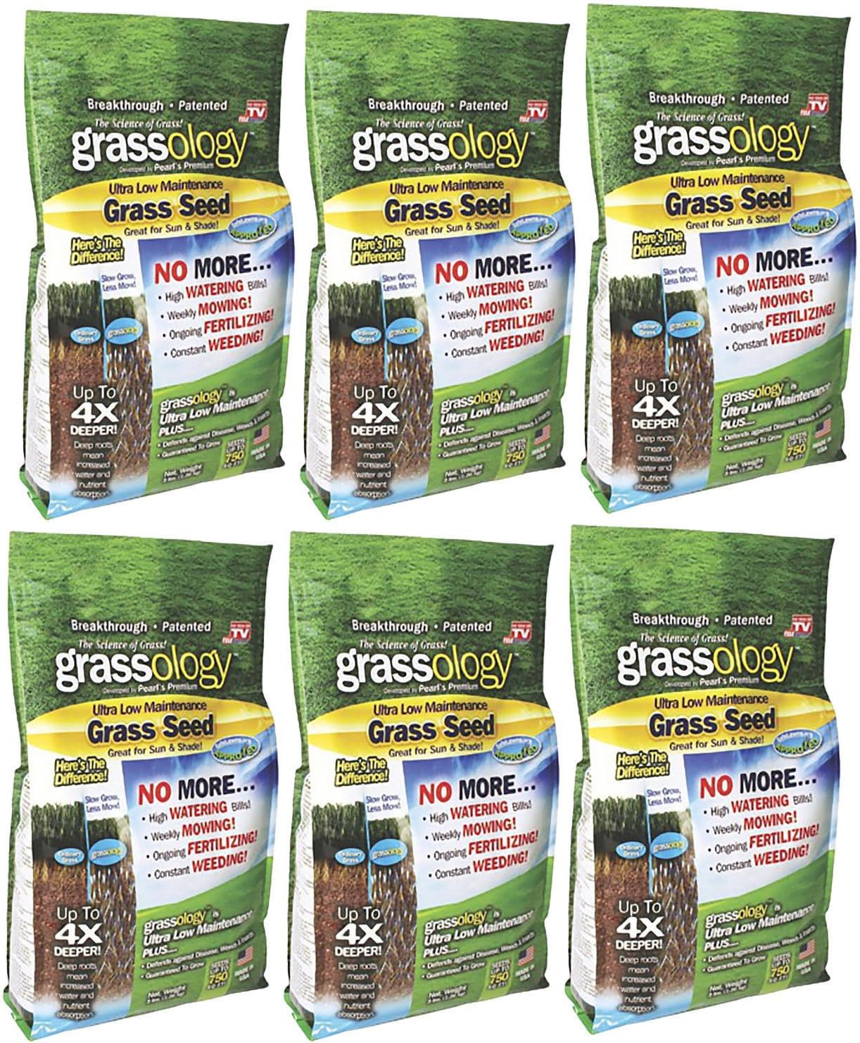 (USA Warehouse) Grassology Grass Seed Ultra Low Maintenance Case of 6 3 lb Bags As Seen on TV -/PT# HF983-1754380269