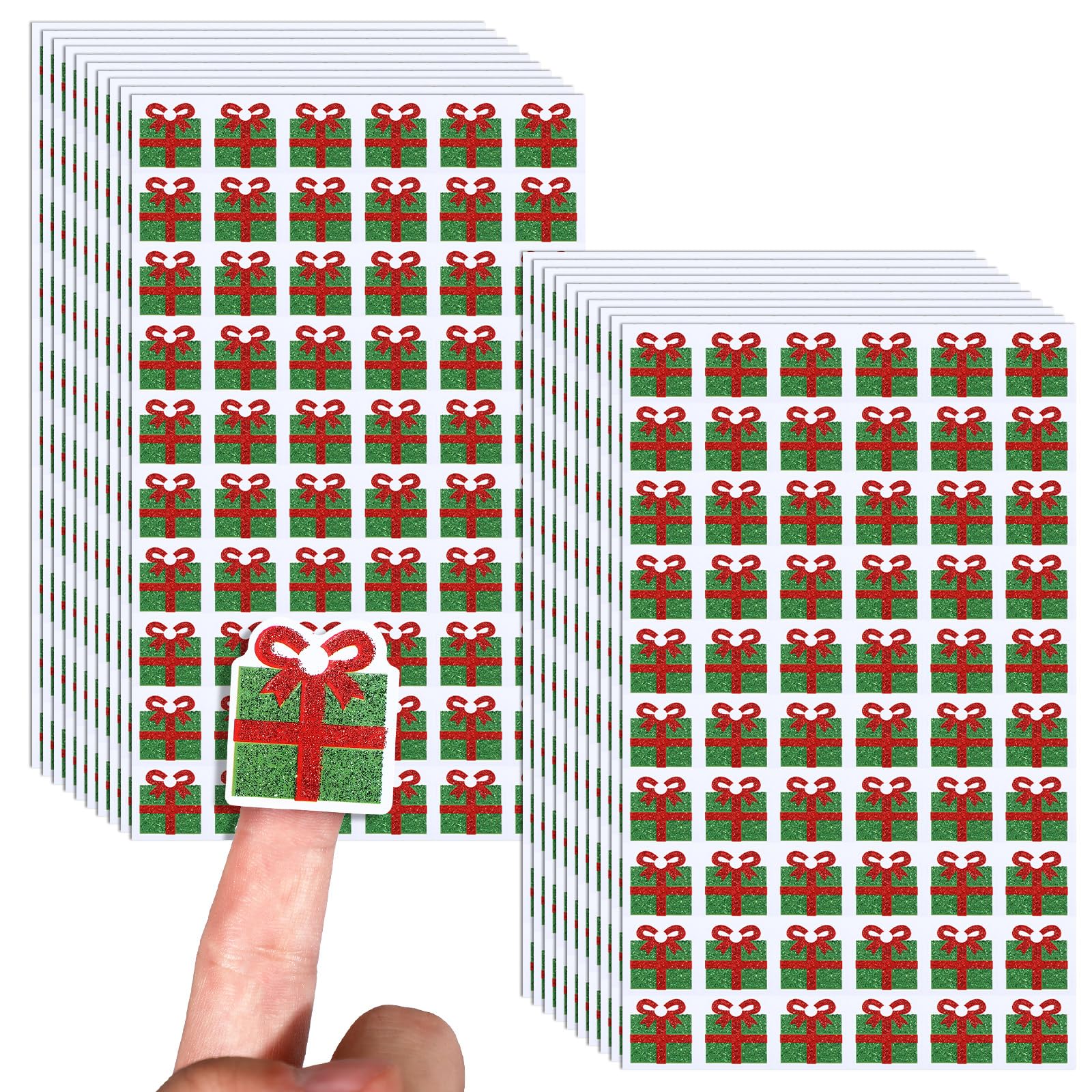 Honoson 600 Pcs Christmas Gift Box Tiny Glitter Stickers Self Adhesive