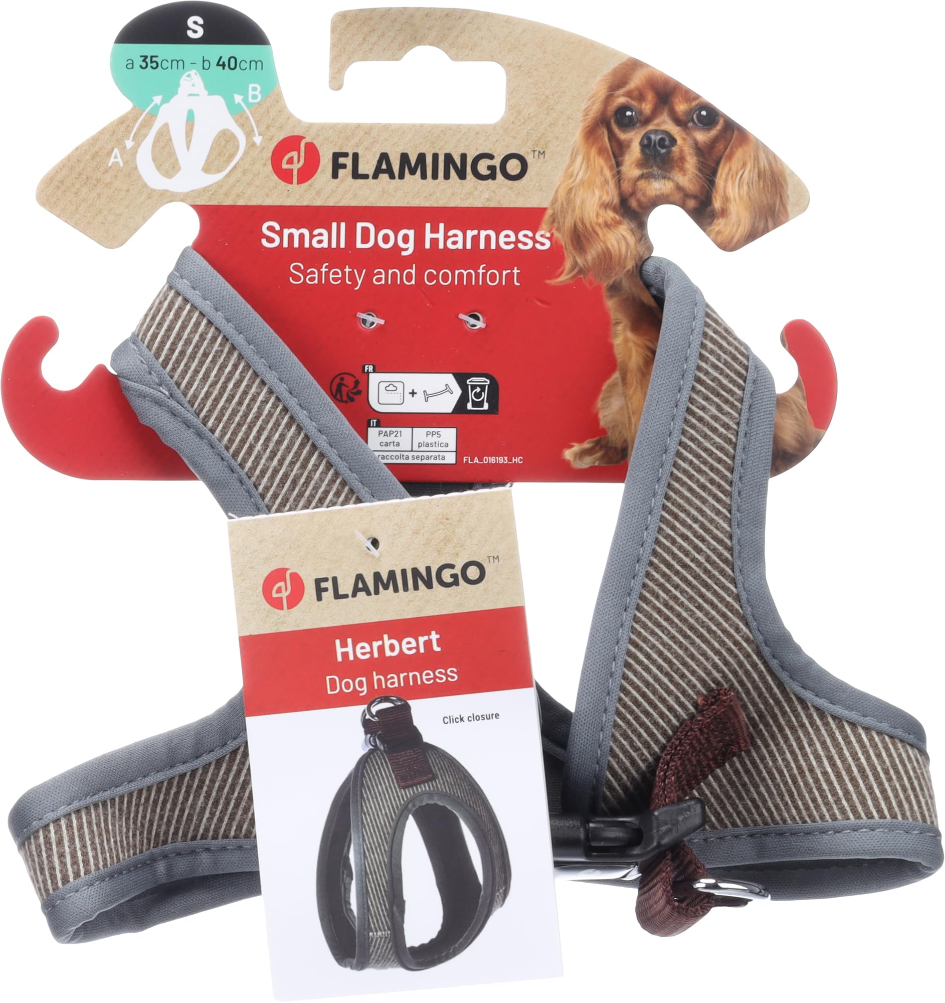 Dog Harness Step&Go Herbert Light brown S 35cm 40cm