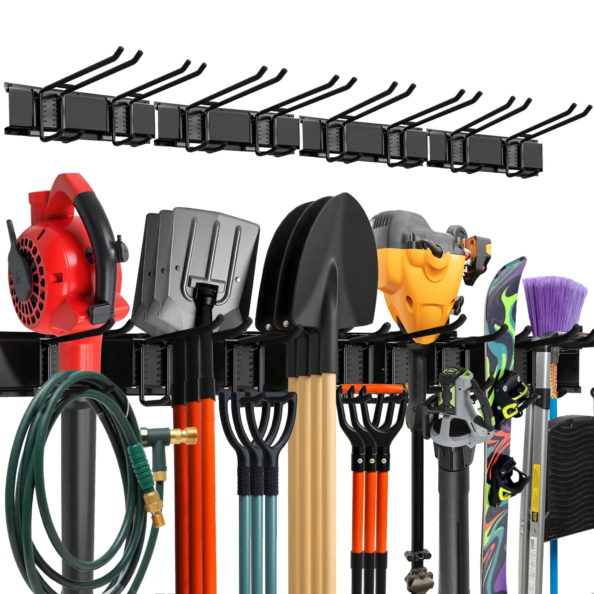 TIDYME 29609 - Organizador de herramientas de garaje para pared, estante de almacenamiento resistente con ganchos ajustables, panel antioxidante, fácil instalación, capacidad de 400 libras