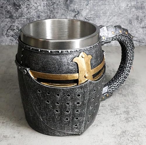 Miniatura 8 de Ebros - Vajilla medieval renacentista con diseño de caballero de la cruz, diseño de caballero de la cruz, con mango de malla esculpida, tallo