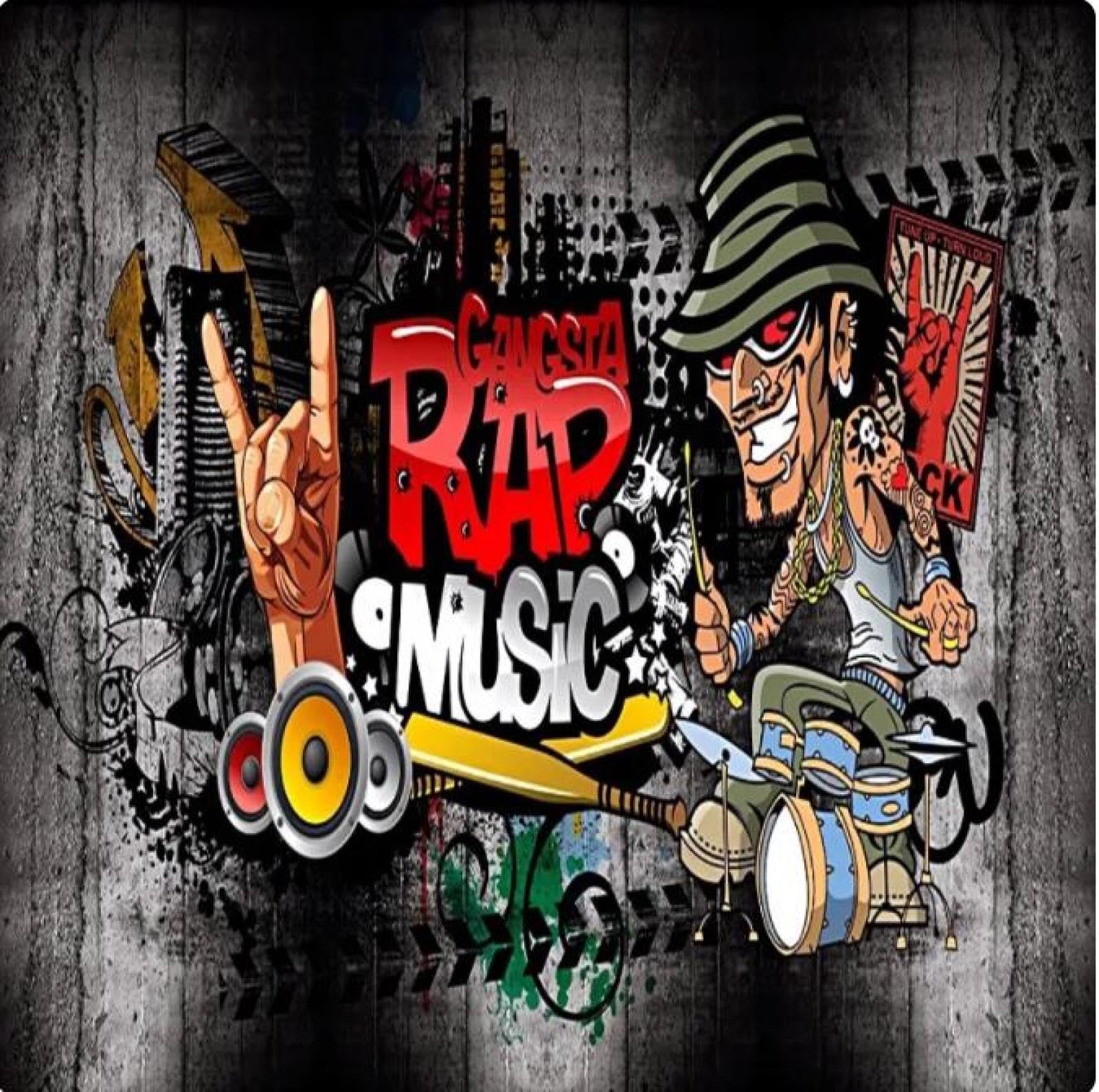 Mural Wallpaper Hip Hop Rock Music Bar Ktv Background Decor Wallpaper,3D,250x175cm