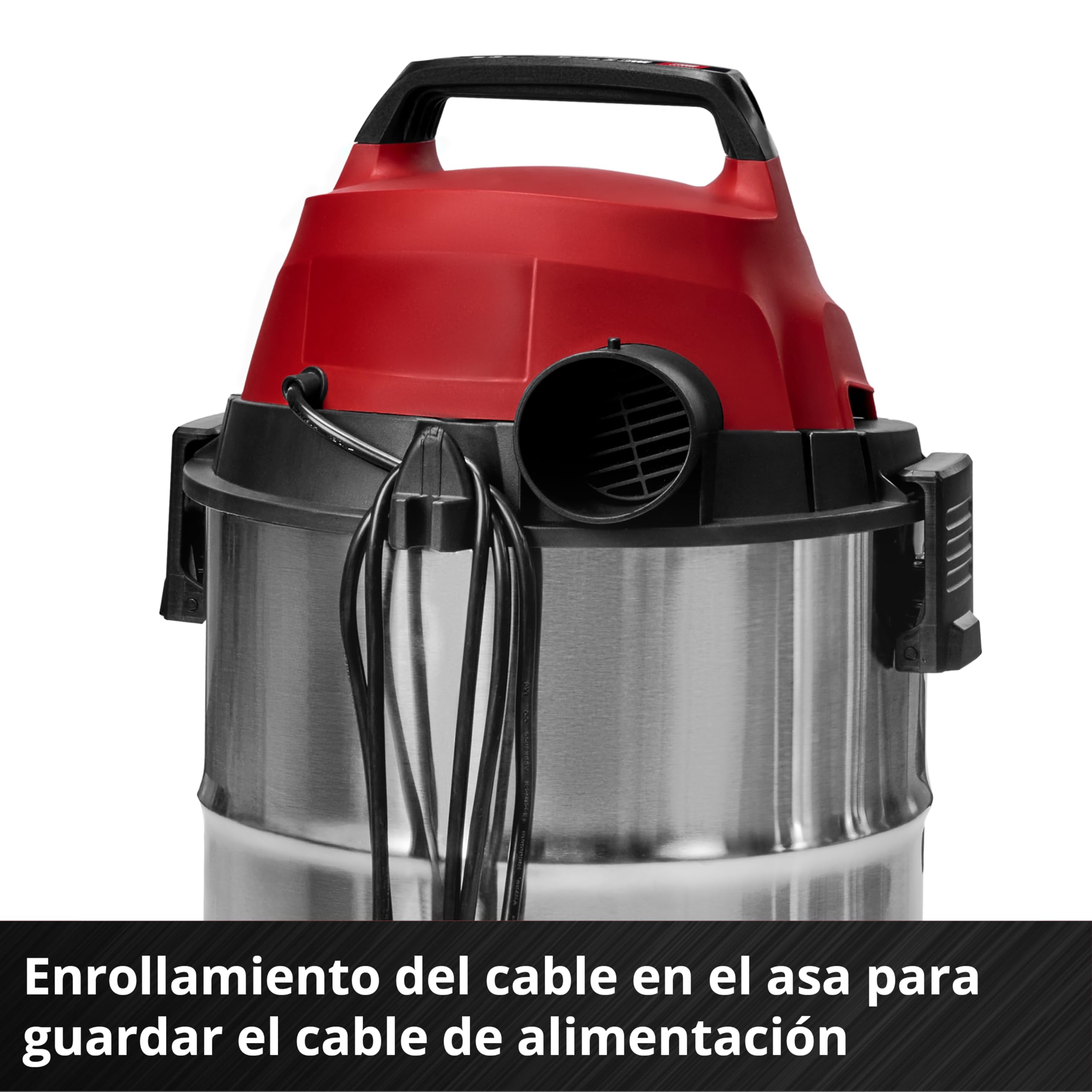 Einhell Aspirador en seco y húmedo TC-VC 3055 S (950 W, 190 mbar de Potencia de aspiración, Recipiente de Acero Inoxidable de 30 L, Ruedas, Soporte para Accesorios, Incl. DIV. filtros y boquillas)