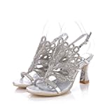Women's Rhinestone Peacock Patterned Handmade Sandals with Chunky Heel