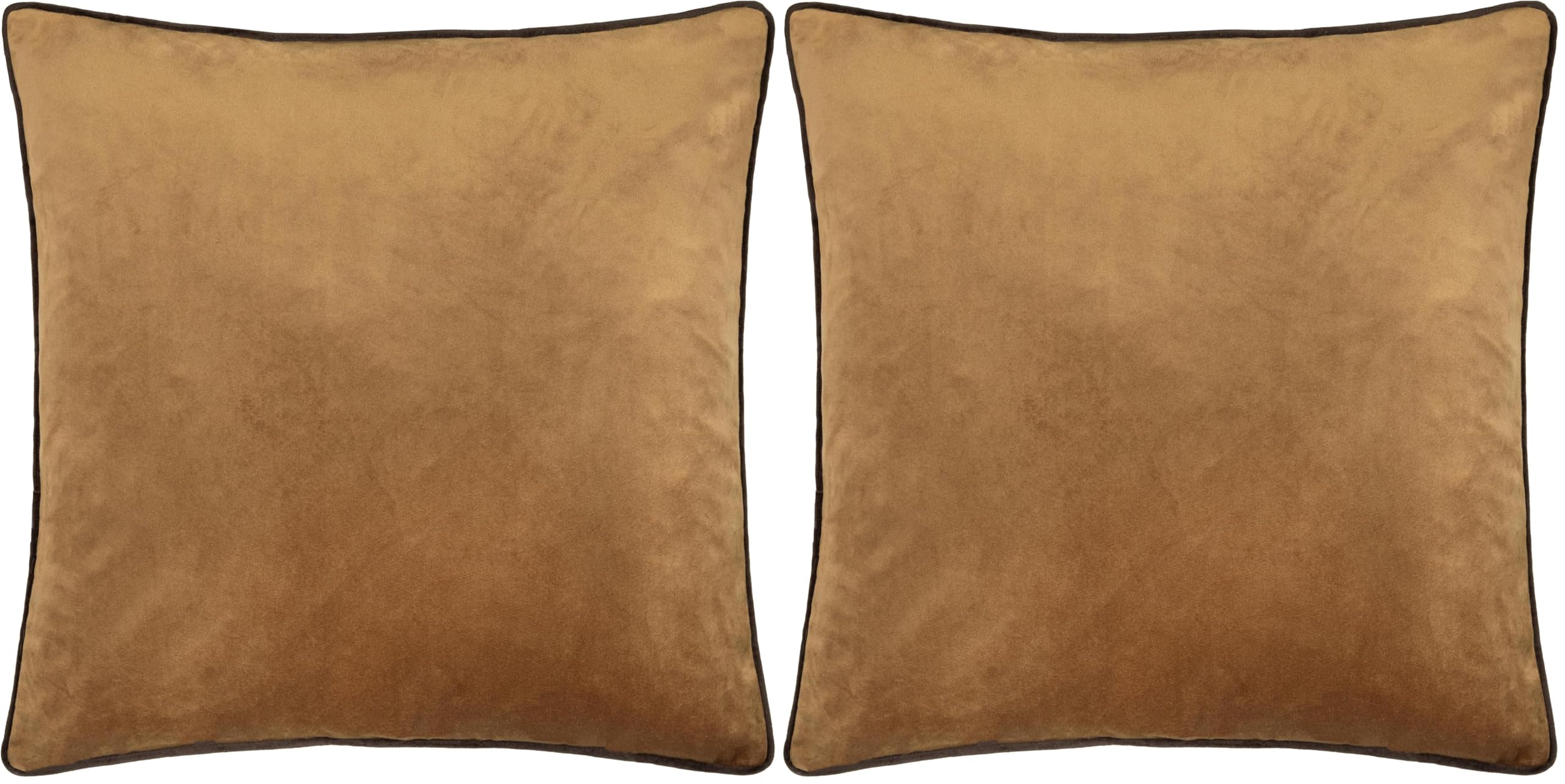 Housse de coussin Meridian velours 55x55 lot de 2 grand coussin décoratif canapé caramel