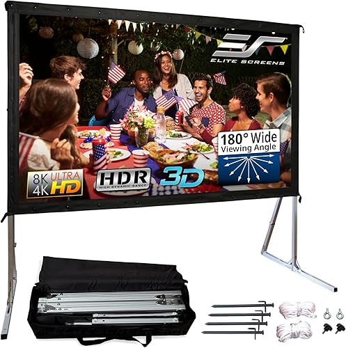 Miniatura 7 de Elite Screens Yard Master 2, pantalla de proyector para exteriores de 75 pulgadas con soporte 169, 8K 4K Ultra HD 3D plegable rápido cine portátil