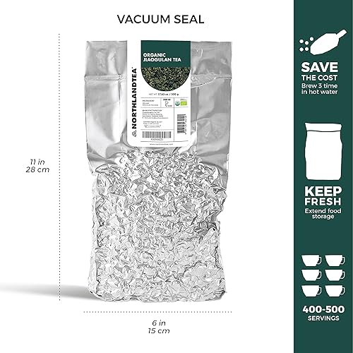 Miniatura 6 de Té orgánico de gynostemma - Té Jiaogulan 17.63 oz (más de 400 tazas) - Certificado USDA y orgánico de la UE - Hoja suelta - Sin cafeína -