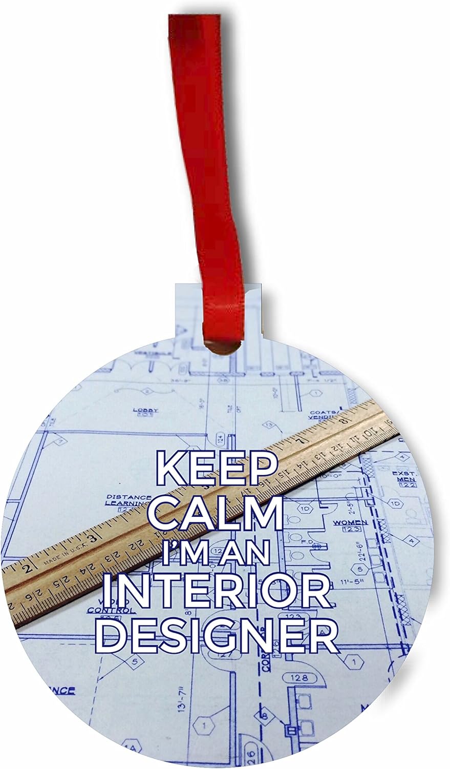 Amazon Com Jacks Outlet Keep Calm I M An Interior Designer Tm Hardboard Hanging Holiday Christmas Tree Ornament Made In The U S A Home Kitchen