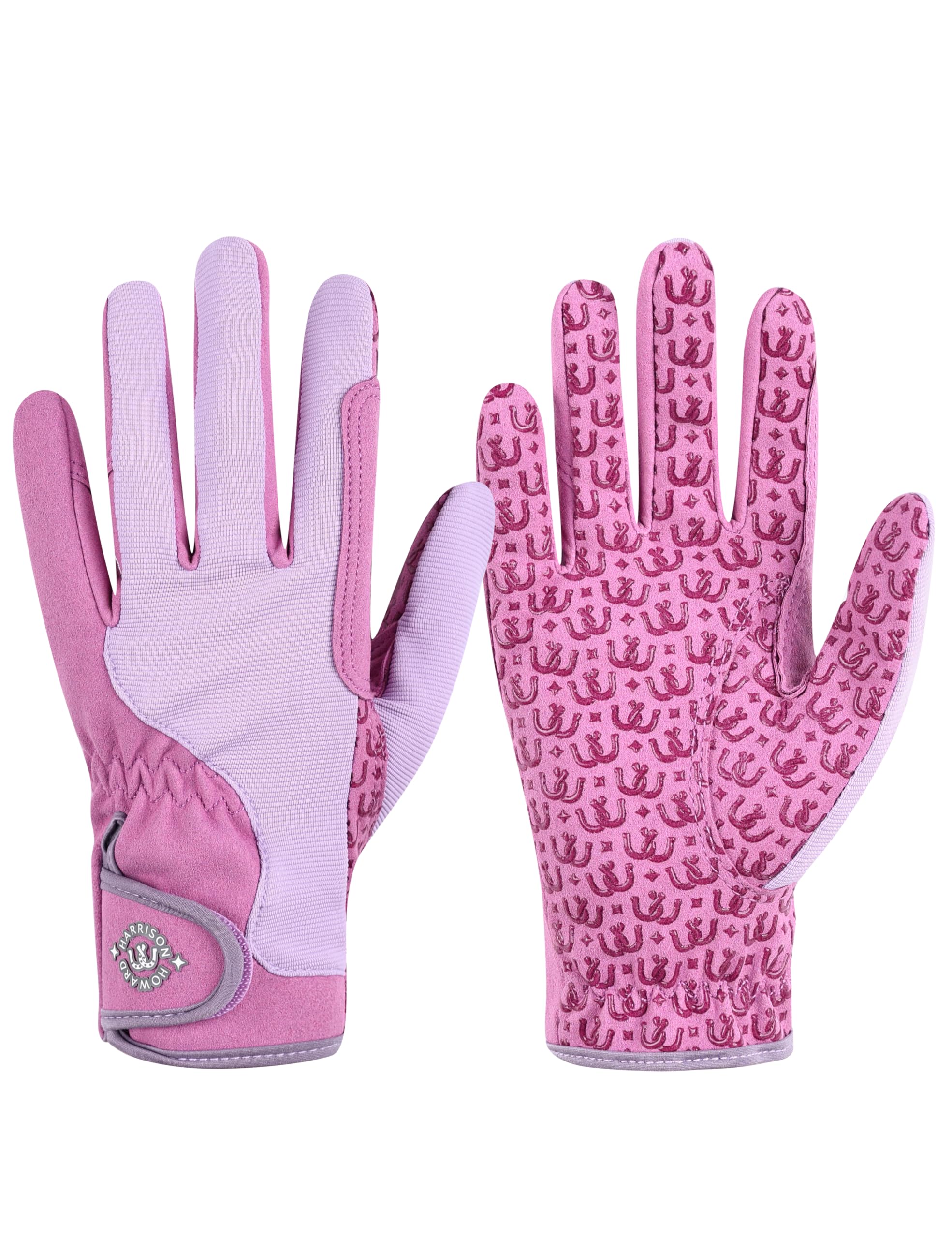 Harrison Howard All Season Kids Horse Riding Gloves, Comfortable Non-Slip Light Equestrian Gloves for Horseback Riding Training,Pink, Age 10-12 Years