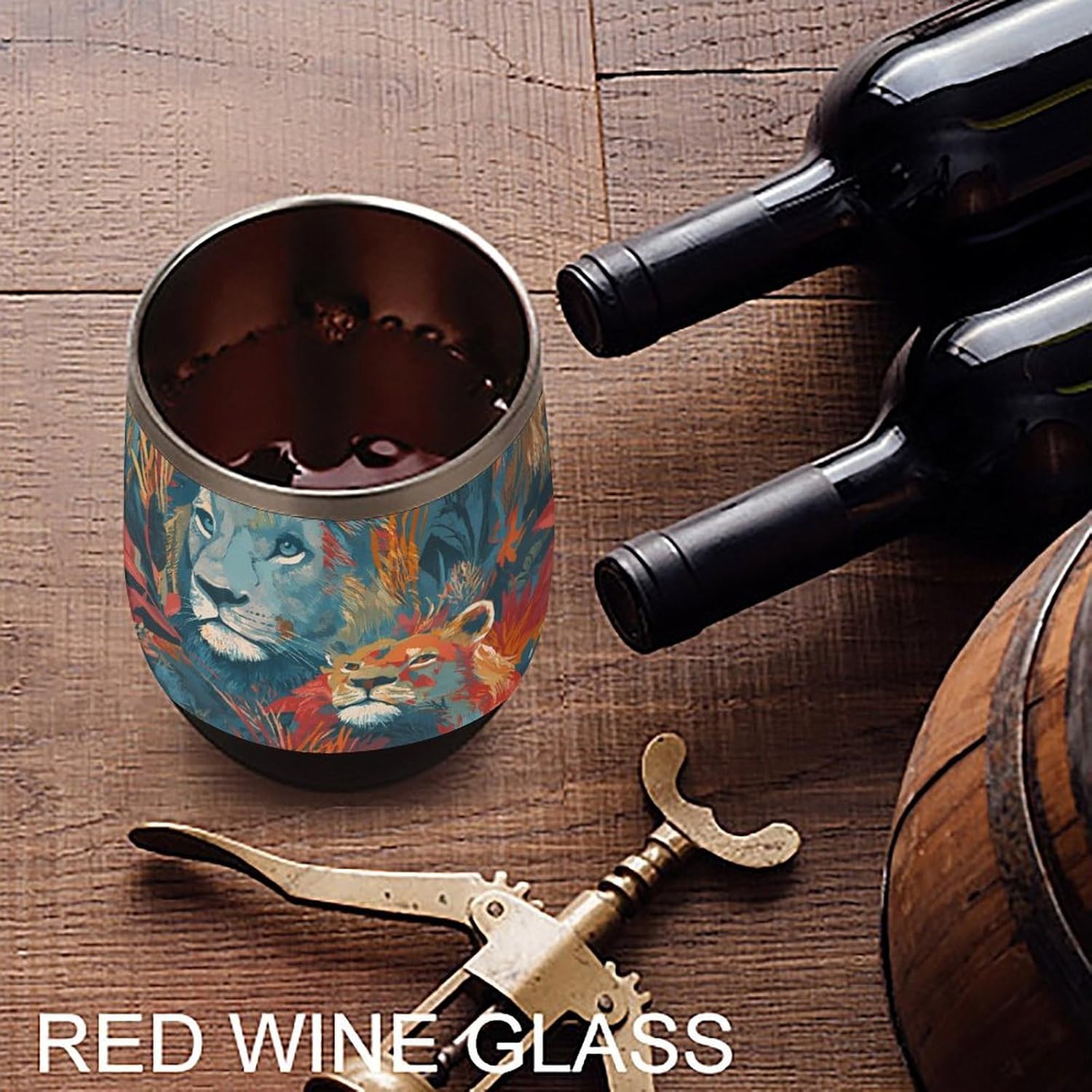 Tie-Dye Lion Floral Insulated Drinking Cup Stainless Steel Coffee Mug Wine Tumbler with Lid 12OZ