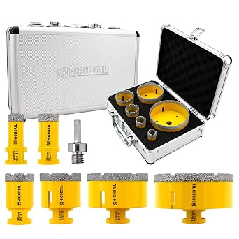 HIGHDRIL Diamond Drill Bits Kit with 5/8-11 for Porcelain Tile Ceramic