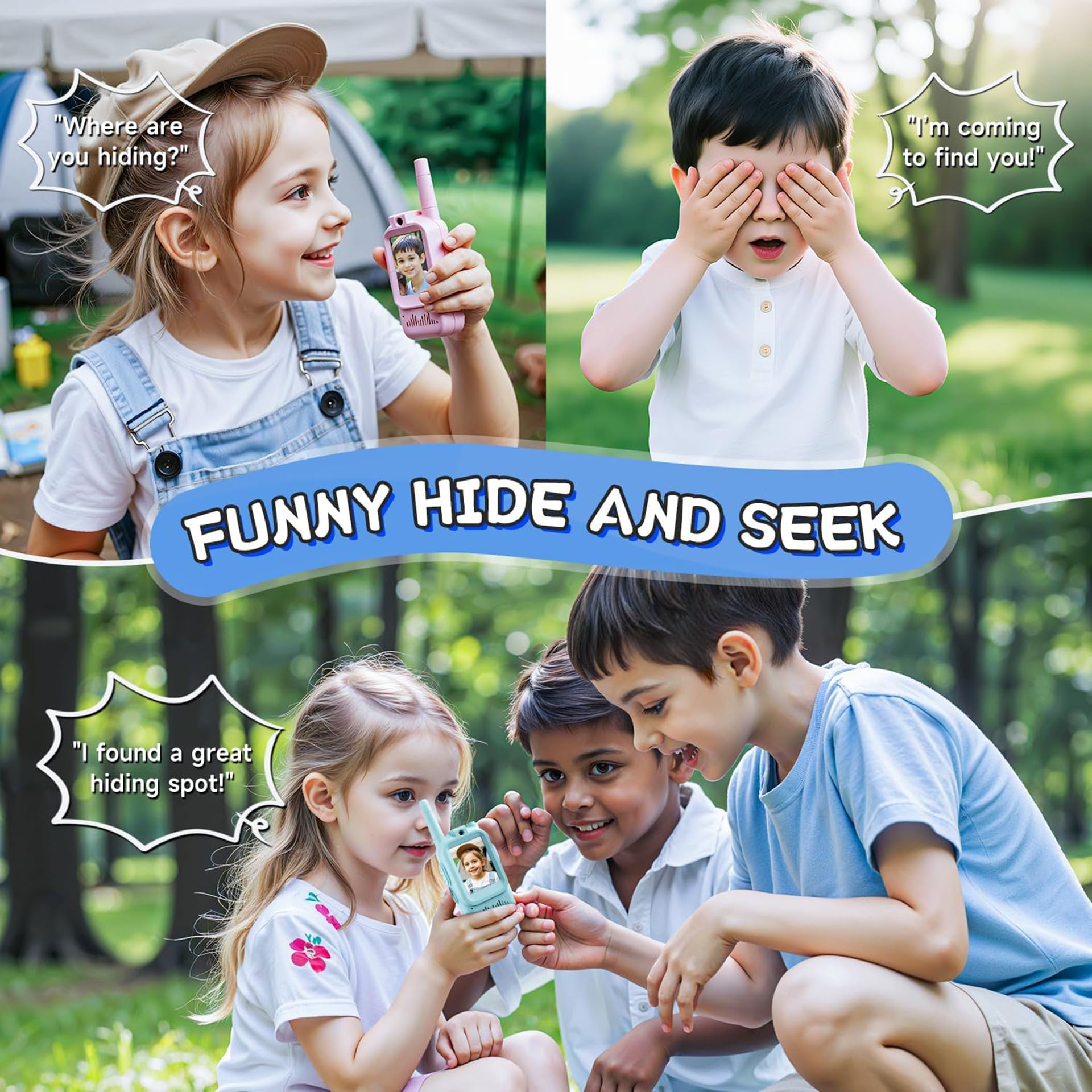 YIHANGG Talkies-Walkies Vidéo pour Enfants,Portables Lot de 2,Rechargeables,Intercom Vidéo Talkies-Walkies pour Enfants,pour Les Jeux en Famille,en Camping,en Randonnée,pour Garçons et Filles