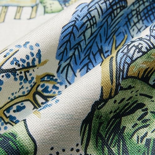 Miniatura 4 de Juego de 2 fundas de almohada Chinoiserie de 18 x 18 pulgadas, fundas de almohada de lino con diseño escénico asiático azul y verde, fundas de cojín