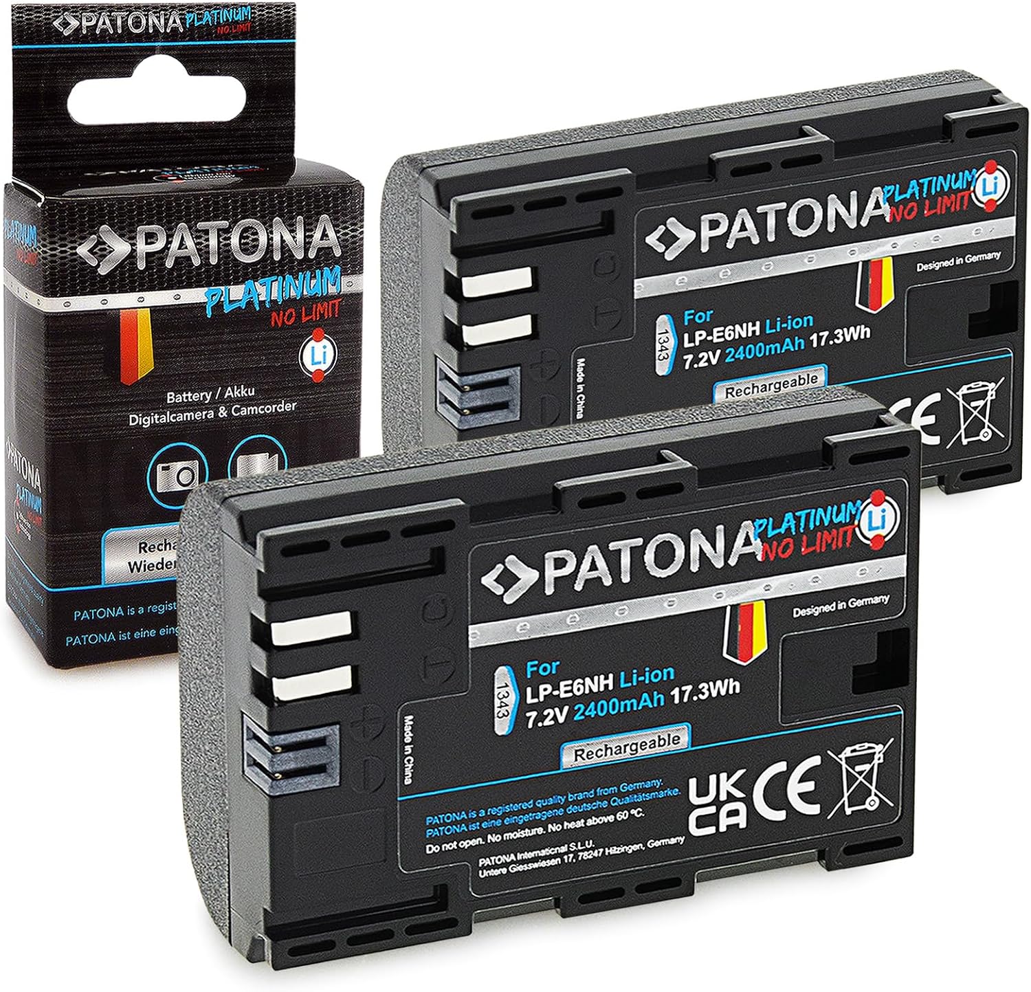 Batteria Baxxtar LP-E6N 2400mAh Compatibile Canon EOS 5D, 6D, 7D, 80D, R5, R6 E Blackmagic