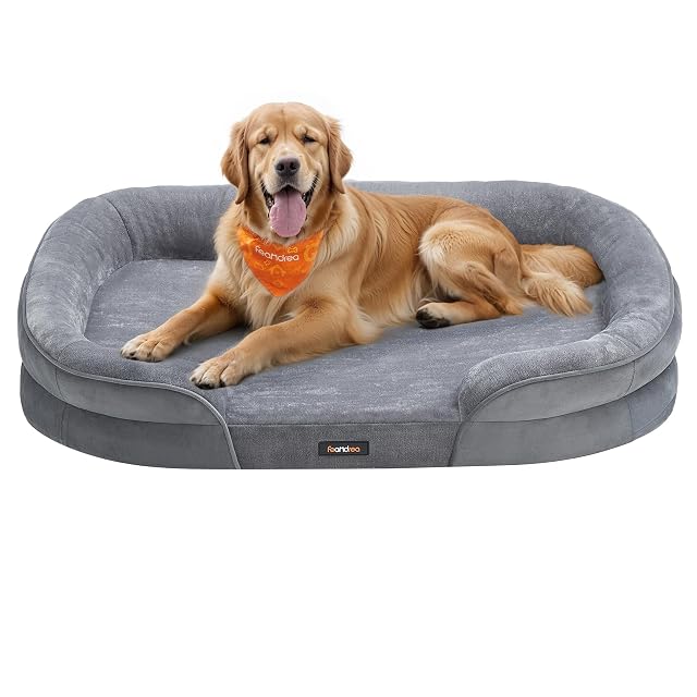 Feandrea Cama para Perros Grandes, 106 x 76 x 18 cm, Ortopédica, Espuma de Nido de Abeja