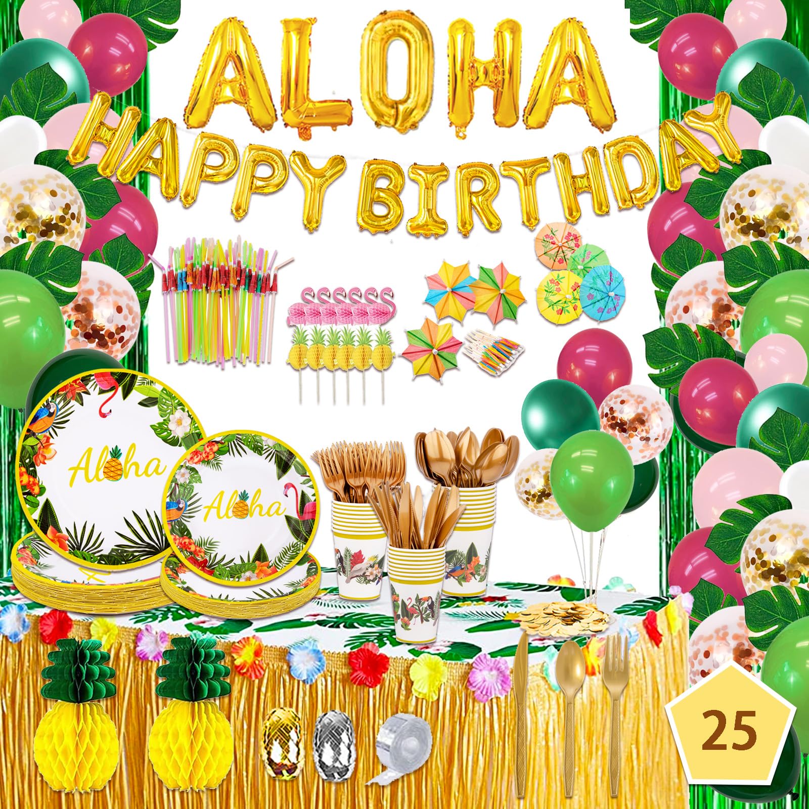 UJOYANT 323 Luau Party Decorations, Hawaiian Party Decorations Kit For Adults - 