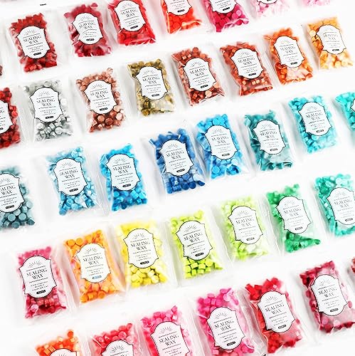 Miniatura 5 de Cera de sellado para sellos de cabeza de arte, kit de repuestos de 100 cuentas (perlascentado) (azul, bolsa pequeña), 100 cuentas