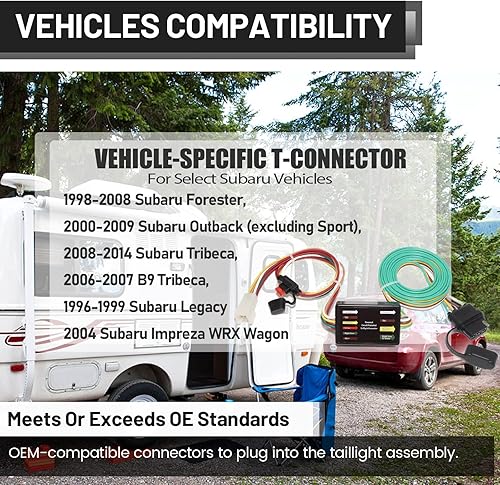 Miniatura 3 de MECMO Arnés de cableado de remolque de 4 pines para Subaru Forester 1998-2008, Outback 2000-2009, Tribeca 2008-2014, B9 Tribeca 2006-2007, Subaru