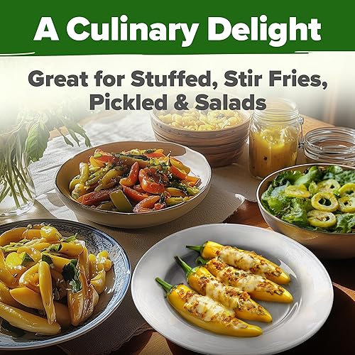 Miniatura 7 de HOME GROWN Paquete de semillas de pimiento de plátano  94 semillas de vegetales tradicionales  Pimientos dulces de alta germinación para plantar en