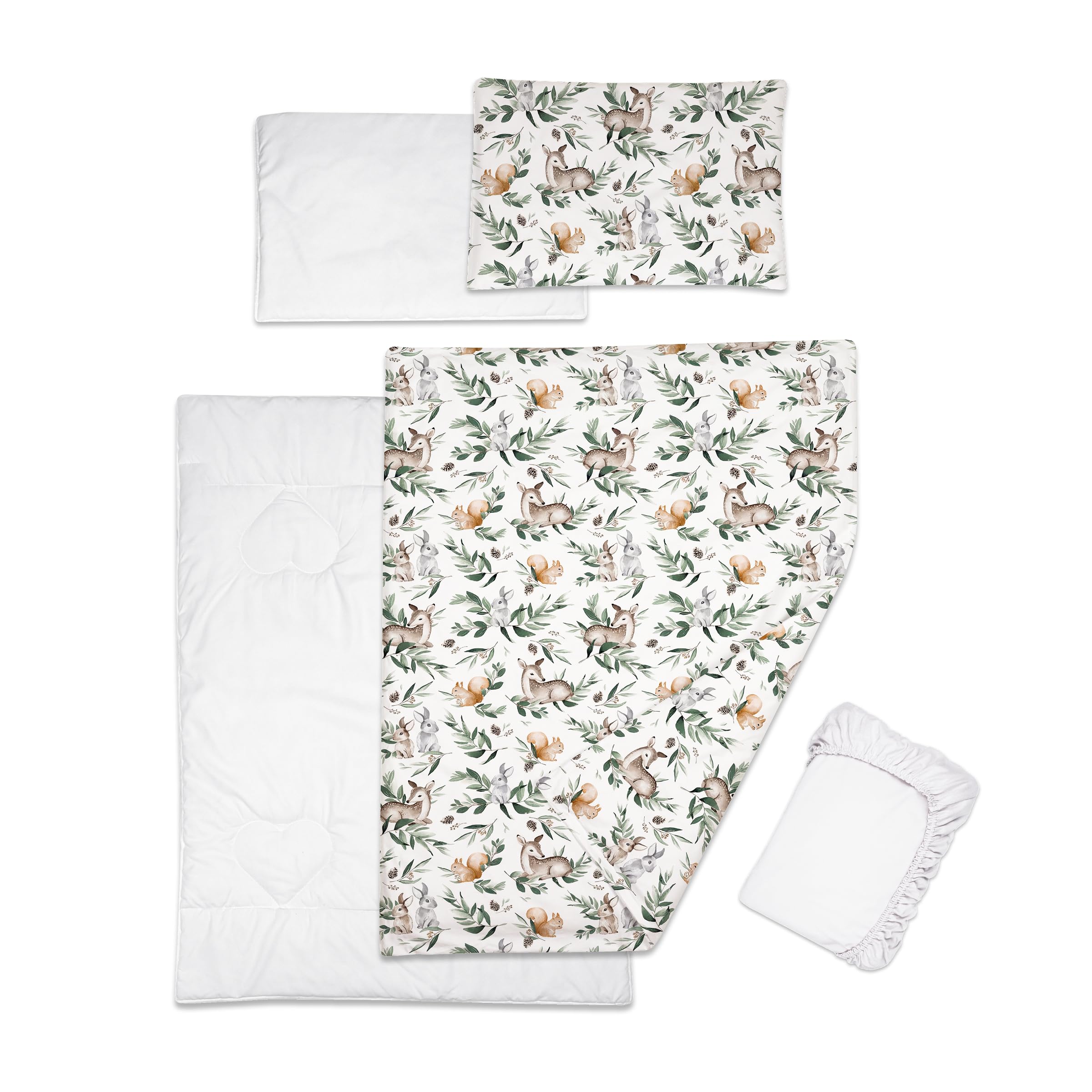 Baby Comfort 5 Piece Toddler Bedding Duvet Pillow with Covers & Jersey Sheet fits 140x70cm Cot Bed 12M+ (Forest) — image 1