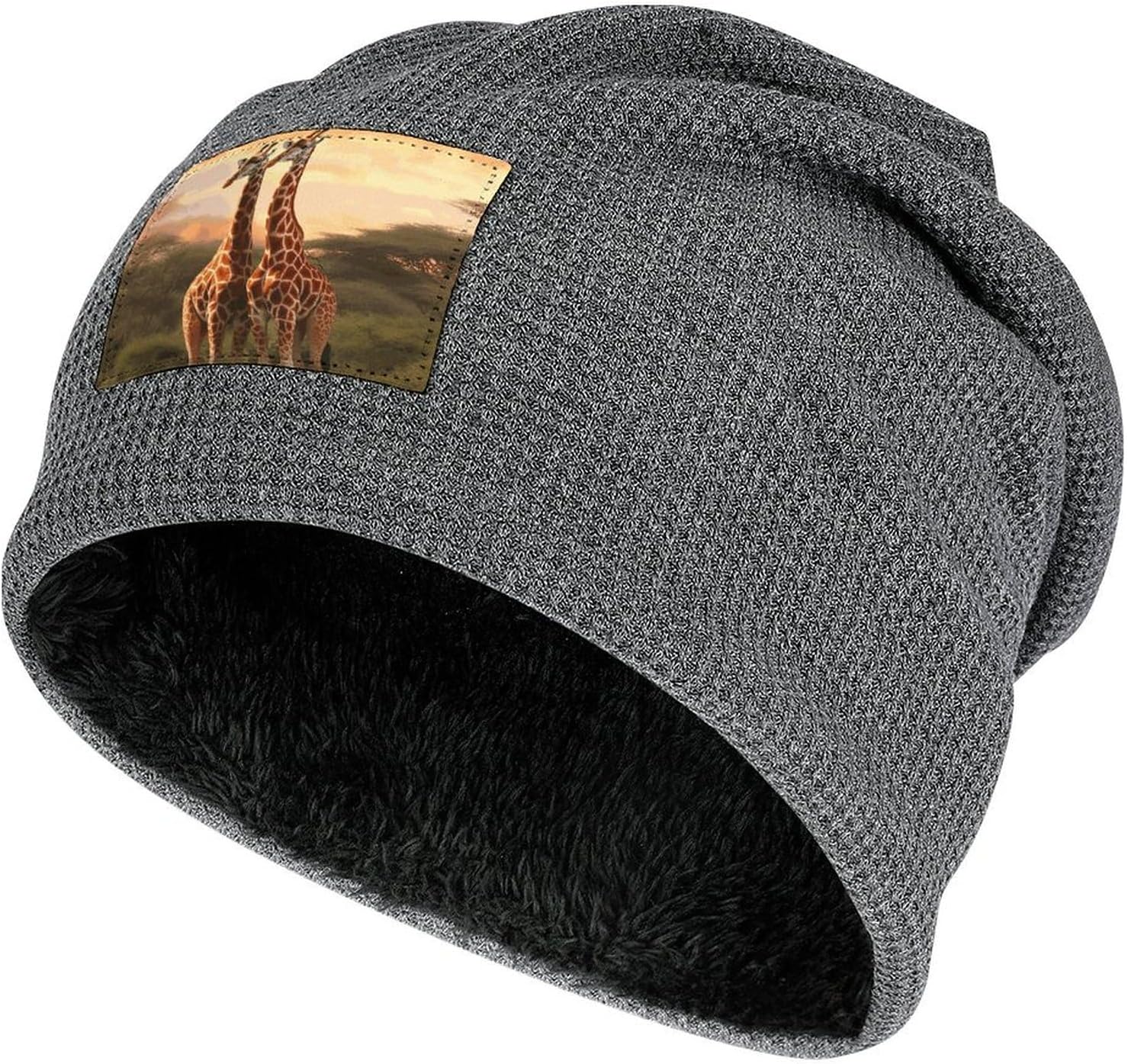 Stylish Couple Giraffe Printed Winter Pullover Hats for Men and Women Combine Warmth and Style