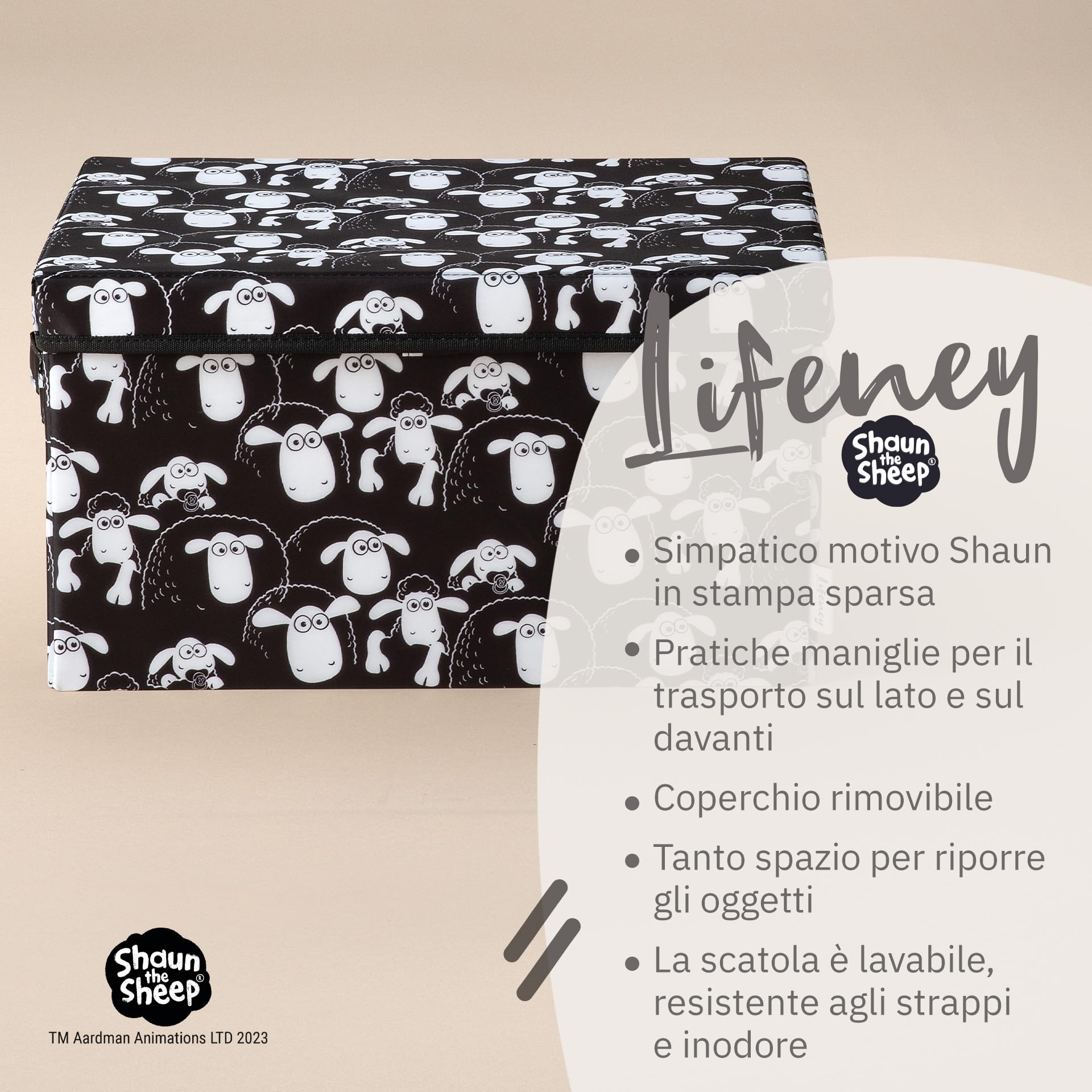 Incontra Shaun the Sheep scatola portaoggetti con coperchio 37x25x21 cm per bambini
