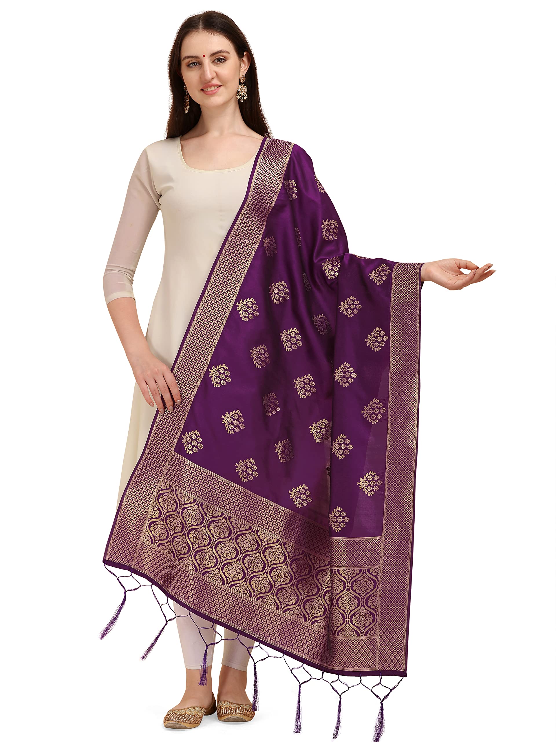 Women's Woven Banarasi Silk Zari Dupatta/Chunni, Width 1 Meter, Length 2.5 Meter-image-47