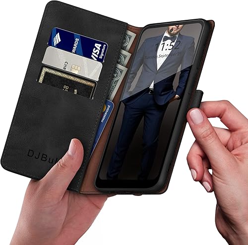 Miniatura 4 de DJBull Funda tipo cartera para Moto G Stylus 2022 5G con soporte para tarjeta de crédito, bloqueo RFID, funda de piel sintética a prueba de golpes