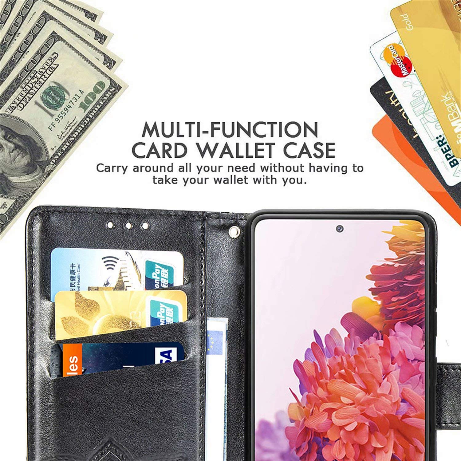 TingYR Cover per ASUS Zenfone 8, Flip Custodia Carte di Credito da Funzione Stand, Anti-Slip Slot Portafoglio Flip Protettivo Dell'ente Completo Slim Fit Cover.(Marrone
