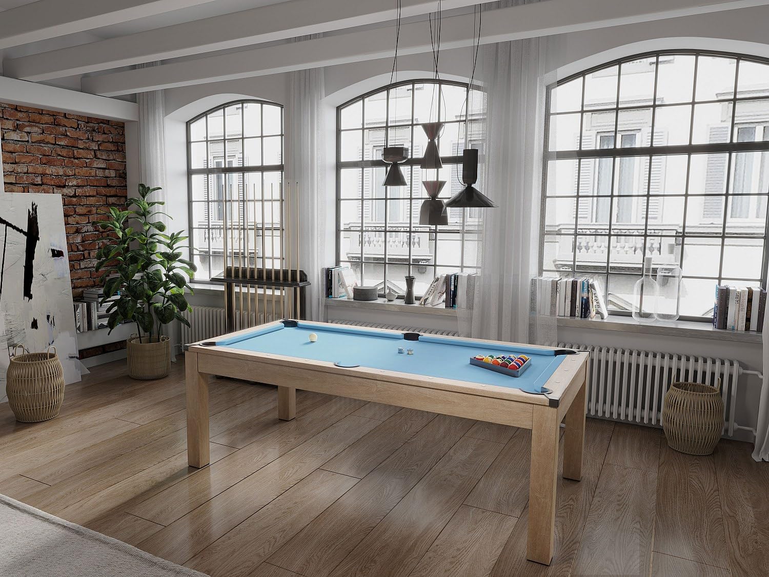 Vente-unique - Table Transformable - Billard & Ping-Pong Balthazar - 213 * 112 * 81.5cm - Bleu