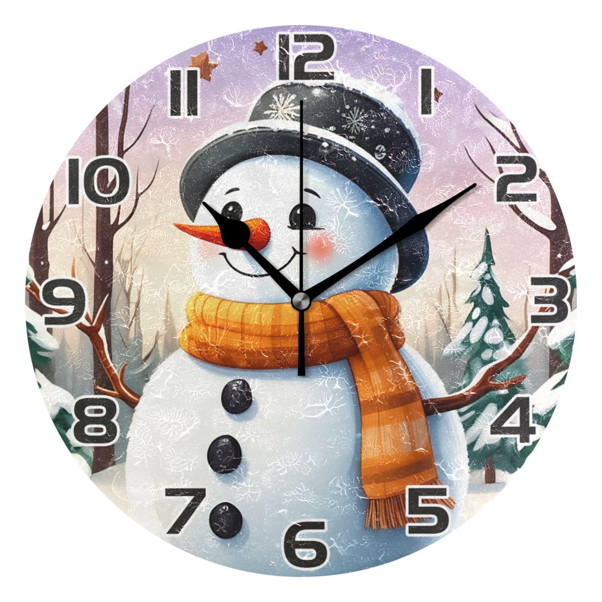 Horloge murale Bonhomme de Neige Noël 25cm pour cuisine et école