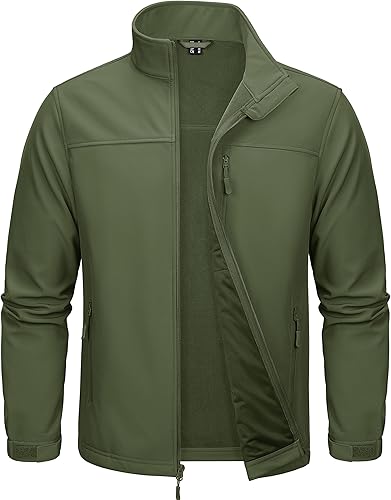 MAGCOMSEN Chaqueta táctica para hombre, con forro polar, chaqueta de invierno suave, ligera, resistente al agua, abrigos para exteriores