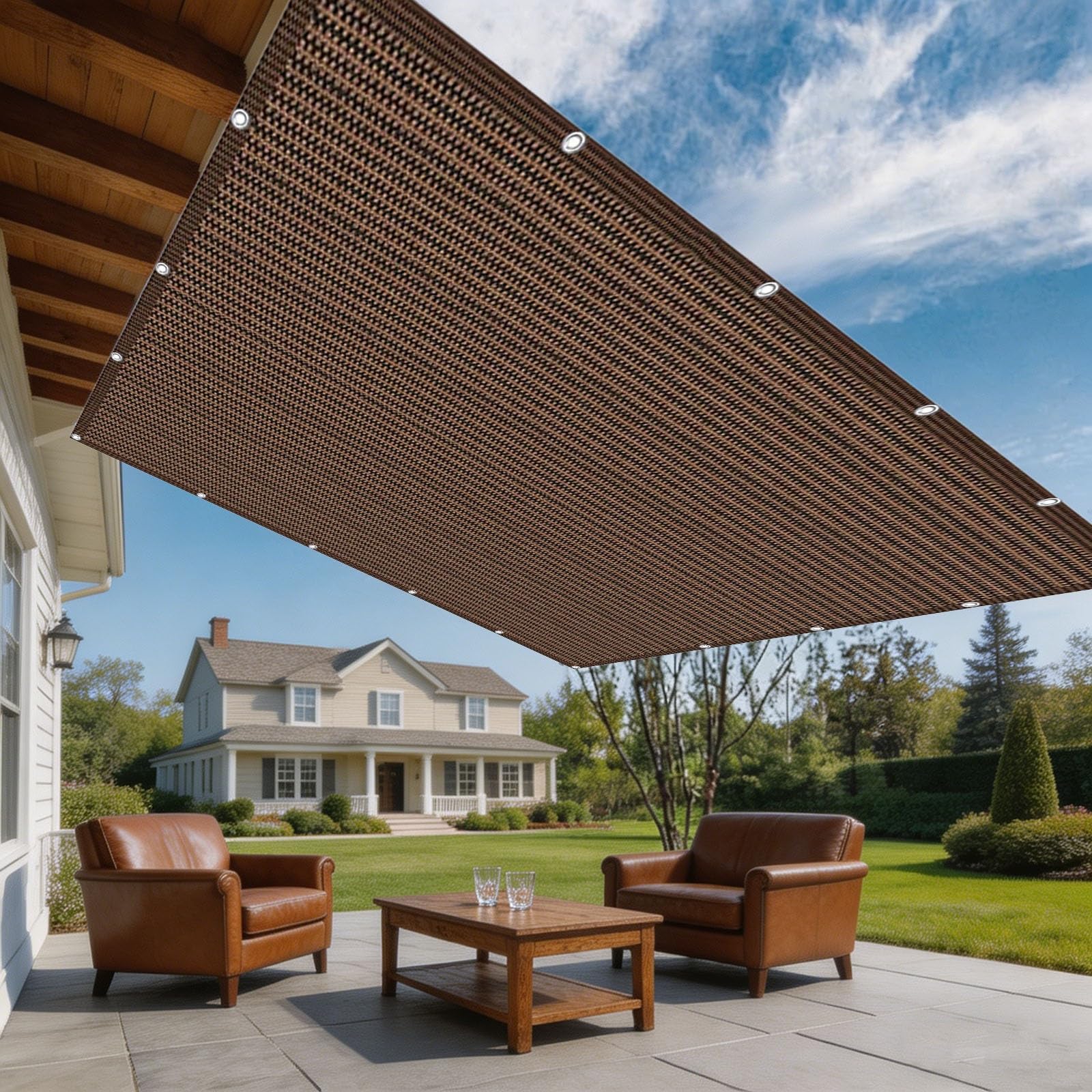 Toile ombrage jardin marron respirante pour créer un coin de fraîcheur sur le patio