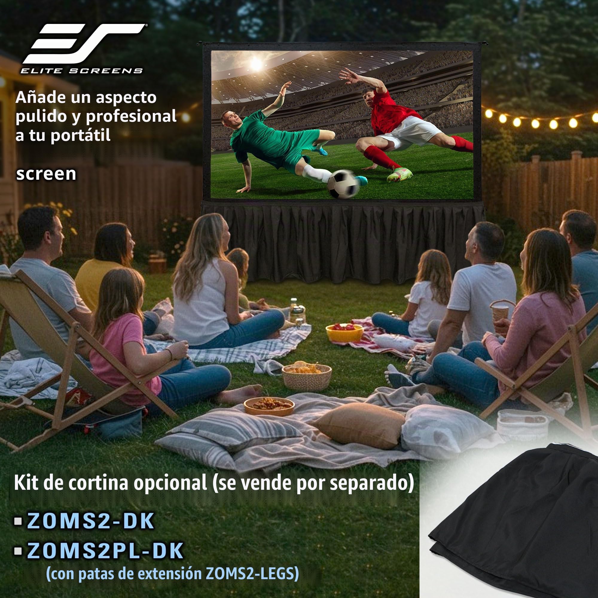Elite Screens Pantalla de proyector de 120 Pulgadas, Pantallas de Cine para Interiores y Exteriores, Soporte de proyección Plegable portátil Independiente 16:9, Cine en casa, OMS120H2