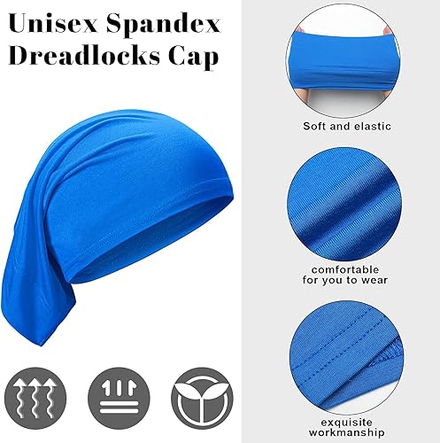Miniatura 2 de SATINIOR 6 bandas de rastas para dormir, gorro de ducha para hombres, unisex, de elastano, para cabeza larga, diadema de tubo de cabeza con bloqueo